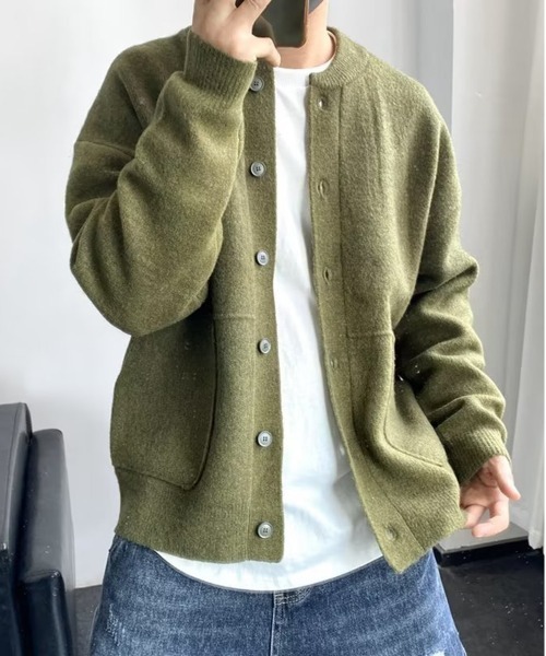 NEW GENTLEMAN（ニュージェントルマン）の「ガーディアン ニットカーディガン/ブルゾン（カーディガン/ボレロ・メンズ・アイボリー/ブラック/オリーブ・M/XL/L）」の3枚目の写真