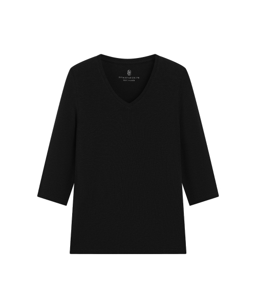 SIYAZU（シヤジュ）の「SITP5313 ソフト Vネック 7分袖 Tシャツ_Black（Tシャツ/カットソー・レディース・ブラック・FREE）」の4枚目の写真