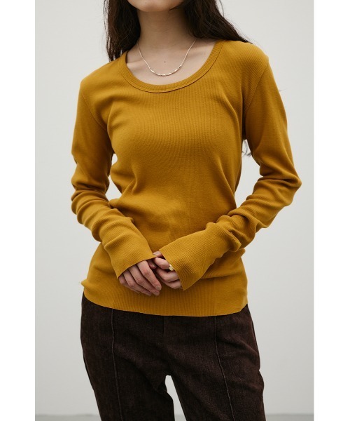 STYLEMIXER(スタイルミキサー)の「UネックロンT(Tシャツ/カットソー・レディース・ホワイト/ブラック/マスタード・FREE)」の3枚目の写真