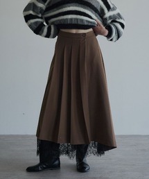 【W:Huku / リンクルフリーツイル】アシンメトリー プリーツ スカート / Wrinkle-Free Twill Asymmetrical Pleated Skirt