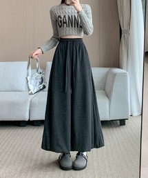 ハイウエスト ギャザー タック ワイドパンツ