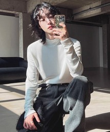 【NOWLE】スマートフィット モックネック スムース カットソー 長袖 Tシャツ / ロンT
