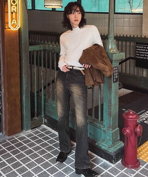 NOWLE（ノウル）の「【NOWLE】スマートフィット モックネック スムース カットソー 長袖 Tシャツ / ロンT（Tシャツ/カットソー・メンズ・ホワイト/ブラック・X-LARGE/LARGE/MEDIUM）」の6枚目の写真