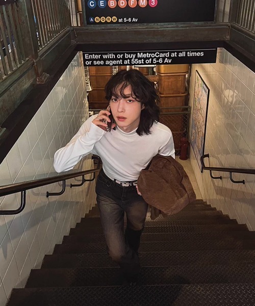 NOWLE（ノウル）の「【NOWLE】スマートフィット モックネック スムース カットソー 長袖 Tシャツ / ロンT（Tシャツ/カットソー・メンズ・ホワイト/ブラック・X-LARGE/LARGE/MEDIUM）」の11枚目の写真