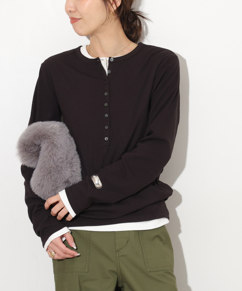 JOURNAL STANDARD relume(ジャーナルスタンダード レリューム)の「ソフトベアテレコヘンリープルオーバー(Tシャツ/カットソー・レディース・キャメル/ホワイト/ブラック・FREE)」の1枚目の写真