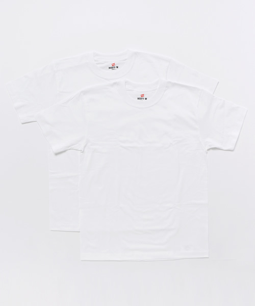 HANES（ヘインズ）の「ヘインズ ビーフィー 無地 2枚1組 Tシャツ 2016SS Hanes BEEFY T SHIRT 2P H5180-2（Tシャツ/カットソー・メンズ・ブラック/ホワイト/グレー/ネイビー・MEDIUM/X-LARGE/LARGE/SMALL/X-SMALL）」の2枚目の写真