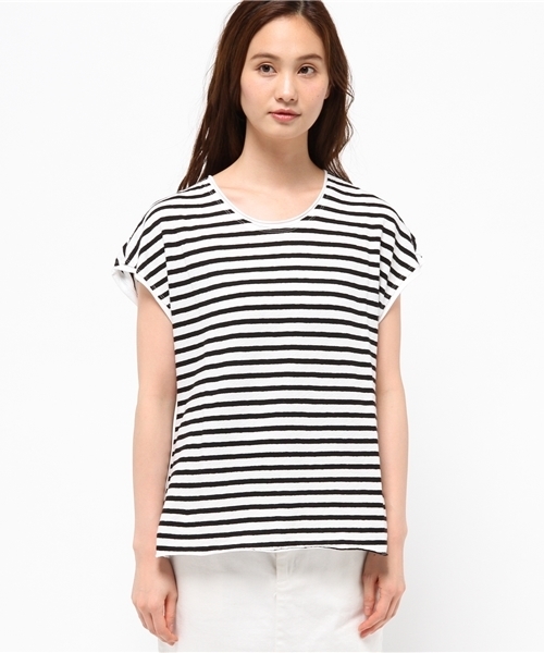 v::room（ヴィルーム）の「v::room(ヴィルーム) フレンチスリーブボーダーTシャツ/エクスクルーシフ゛コレクション（Tシャツ/カットソー・レディース・ブラック/グレー・2/1/0）」の5枚目の写真