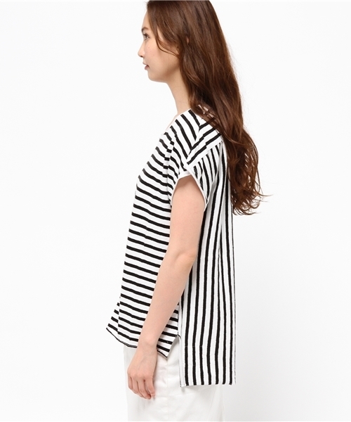 v::room（ヴィルーム）の「v::room(ヴィルーム) フレンチスリーブボーダーTシャツ/エクスクルーシフ゛コレクション（Tシャツ/カットソー・レディース・ブラック/グレー・2/1/0）」の6枚目の写真