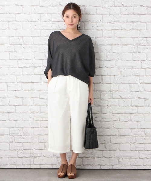 LEPSIM（レプシィム）の「GRINFILクロプドワイドパンツ　739535（その他パンツ・レディース・オフホワイト/ブラック/ライトベージュ/カーキ・MEDIUM/LARGE）」の15枚目の写真