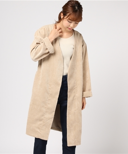 LBC（エルビーシー）の「コーデュロイガウンコート                  （その他アウター・レディース・オフホワイト/ネイビー/ブラウン・MEDIUM/LARGE）」の15枚目の写真