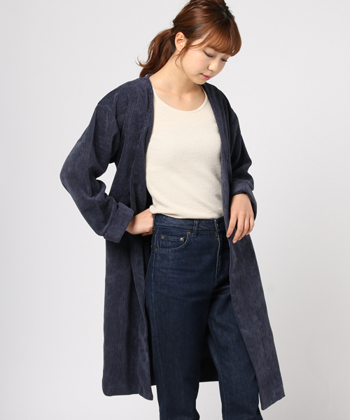 LBC（エルビーシー）の「コーデュロイガウンコート                  （その他アウター・レディース・オフホワイト/ネイビー/ブラウン・MEDIUM/LARGE）」の13枚目の写真