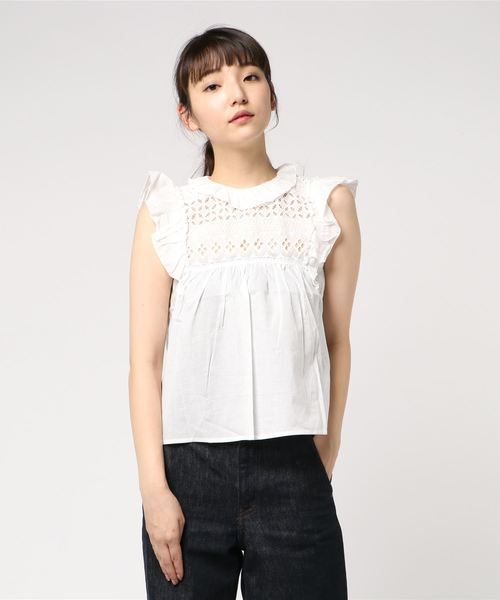 lala Born(ララボーン)の「lala born/ローンアイレットレース切り替フリルブラウス(シャツ/ブラウス・レディース・その他/ブラック/イエロー/ホワイト/ベージュ・FREE)」の2枚目の写真