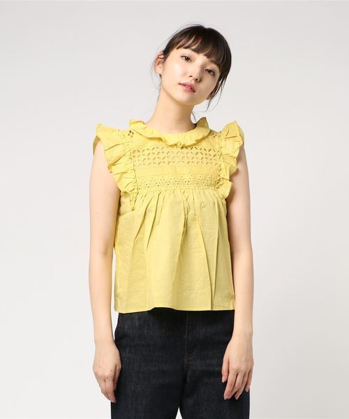 lala Born(ララボーン)の「lala born/ローンアイレットレース切り替フリルブラウス(シャツ/ブラウス・レディース・その他/ブラック/イエロー/ホワイト/ベージュ・FREE)」の4枚目の写真