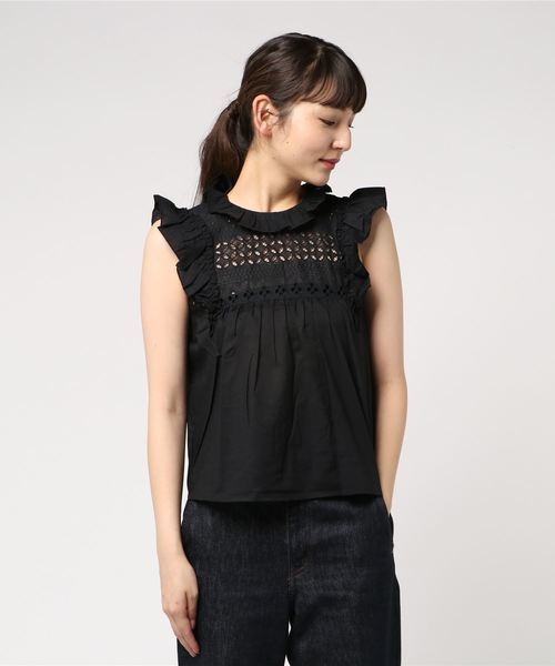 lala Born(ララボーン)の「lala born/ローンアイレットレース切り替フリルブラウス(シャツ/ブラウス・レディース・その他/ブラック/イエロー/ホワイト/ベージュ・FREE)」の3枚目の写真