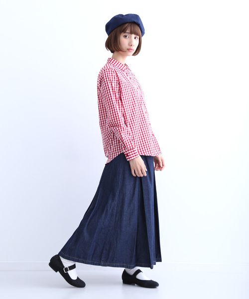 MERLOT（メルロー）の「ギンガムチェック柄ブラウス1528（シャツ/ブラウス・レディース・ブラック/ベージュ/ブルー/レッド・FREE）」の8枚目の写真