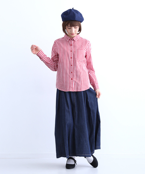 MERLOT（メルロー）の「ギンガムチェック柄ブラウス1528（シャツ/ブラウス・レディース・ブラック/ベージュ/ブルー/レッド・FREE）」の10枚目の写真