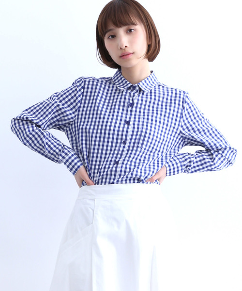 MERLOT（メルロー）の「ギンガムチェック柄ブラウス1528（シャツ/ブラウス・レディース・ブラック/ベージュ/ブルー/レッド・FREE）」の20枚目の写真
