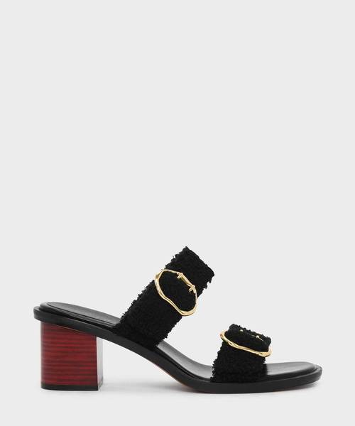CHARLES & KEITH(チャールズ & キース)の「ダブルストラップミュール / DOUBLE STRAP MULES(サンダル・レディース・ブラック/オレンジ・22.5cm/23cm/23.5cm/24.5cm/25cm)」の1枚目の写真