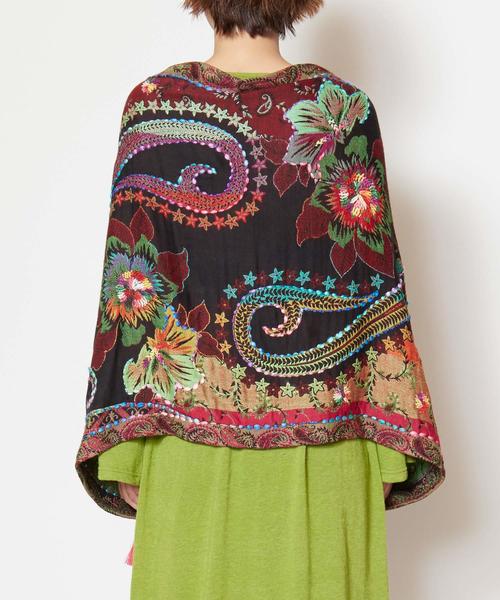 チャイハネ（チャイハネ）の「【チャイハネ】yul ジャガード刺繍ケープ（カーディガン/ボレロ・レディース・ブラック/パープル/ターコイズブルー・FREE）」の12枚目の写真