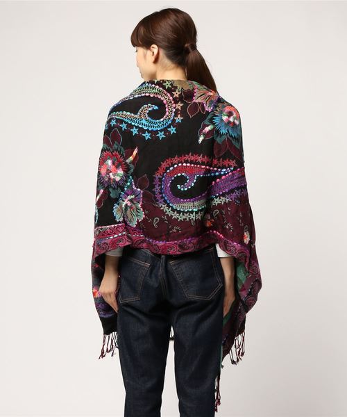 チャイハネ（チャイハネ）の「【チャイハネ】yul ジャガード刺繍ケープ（カーディガン/ボレロ・レディース・ブラック/パープル/ターコイズブルー・FREE）」の6枚目の写真
