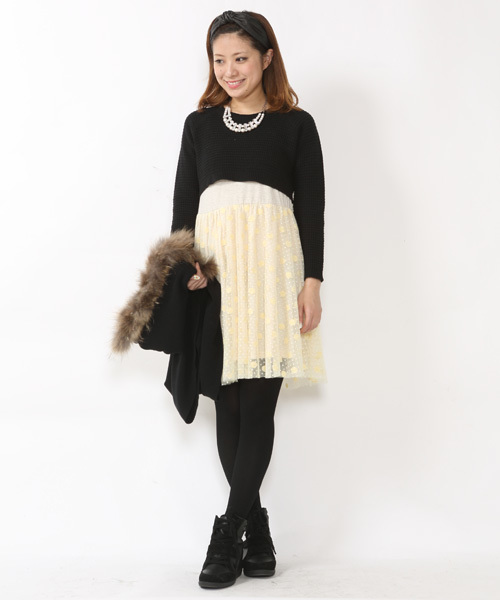 mystic(ミスティック)の「カット×ドットチュールタンクOP(ワンピース・レディース・ブラック/ネイビー/ベージュ・フリ-)」の10枚目の写真