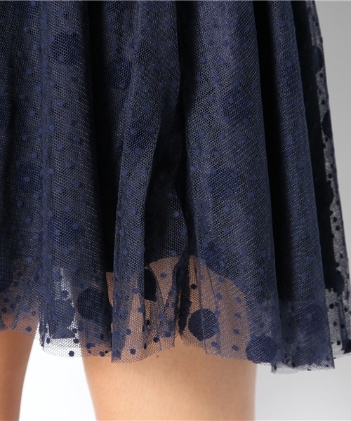 mystic(ミスティック)の「カット×ドットチュールタンクOP(ワンピース・レディース・ブラック/ネイビー/ベージュ・フリ-)」の9枚目の写真