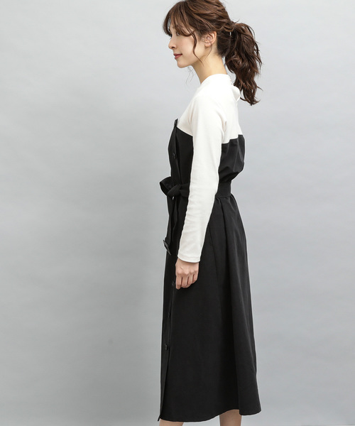 VIS（ビス）の「ピーチ起毛ドッキングワンピース（ワンピース・レディース・ブラック系その他/ブラウン系その他・FREE）」の11枚目の写真