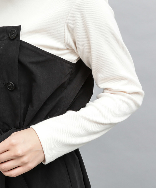 VIS（ビス）の「ピーチ起毛ドッキングワンピース（ワンピース・レディース・ブラック系その他/ブラウン系その他・FREE）」の7枚目の写真