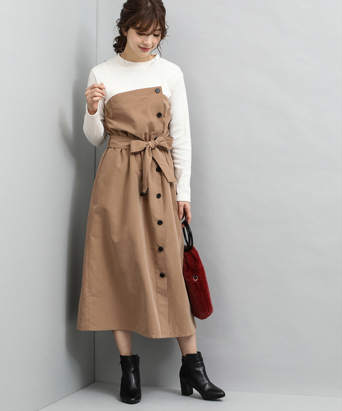 VIS（ビス）の「ピーチ起毛ドッキングワンピース（ワンピース・レディース・ブラック系その他/ブラウン系その他・FREE）」の4枚目の写真