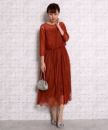 MARLENE JOBERT | ドットチュール切替スカラップレースドレス(ドレス)