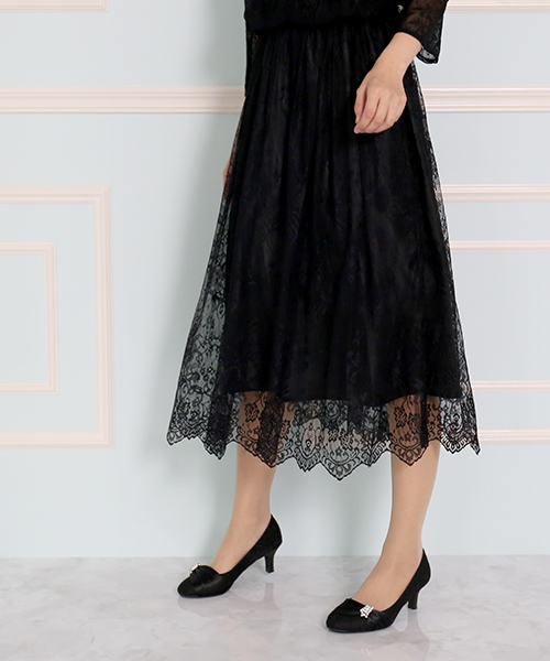 MARLENE JOBERT（マルレーヌ　ジョベル）の「ドットチュール切替スカラップレースドレス（ドレス・レディース・ブラック/ネイビー/オレンジ・M/L）」の18枚目の写真