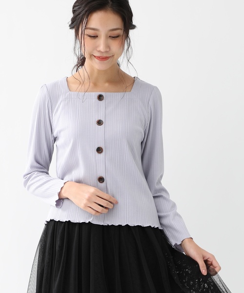 Honeys(ハニーズ)の「スクエアプルオーバー(Tシャツ/カットソー)」|ラベンダー