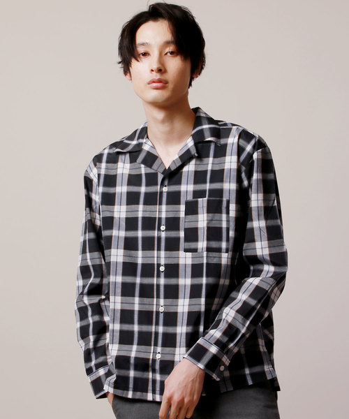 ASTRONOMY(アストロノミー)の「総柄 チェック グレンチェック 花柄 アロハ ジオメトリック 無地 長袖オープンカラーシャツ(シャツ/ブラウス)」|ブラック系その他3