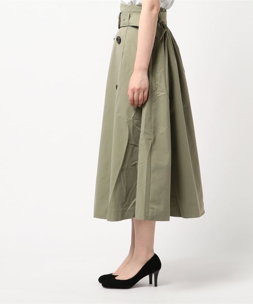 MIIA(ミーア)の「レースコンビトレンチ風スカート(スカート・レディース・カーキ/ベージュ/ピンク・FREE)」の4枚目の写真