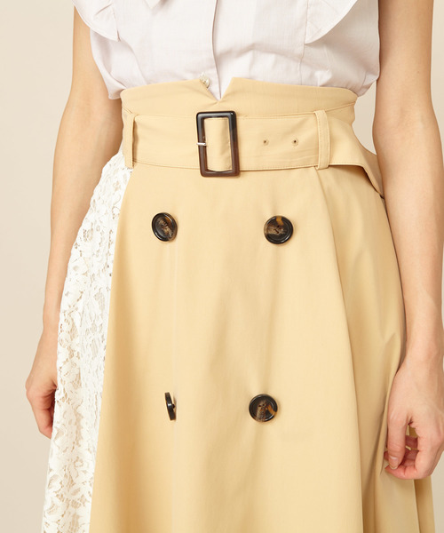 MIIA(ミーア)の「レースコンビトレンチ風スカート(スカート・レディース・カーキ/ベージュ/ピンク・FREE)」の9枚目の写真