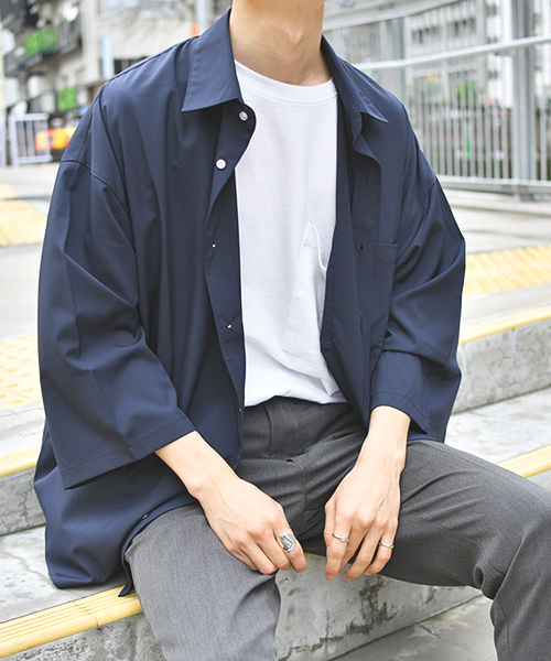 kutir（クティール）の「【ウルトラルーズシルエット】ハーフスリーブシャツ（シャツ/ブラウス・メンズ・チャコールグレー/ベージュ/ネイビー・MEDIUM/LARGE）」の3枚目の写真