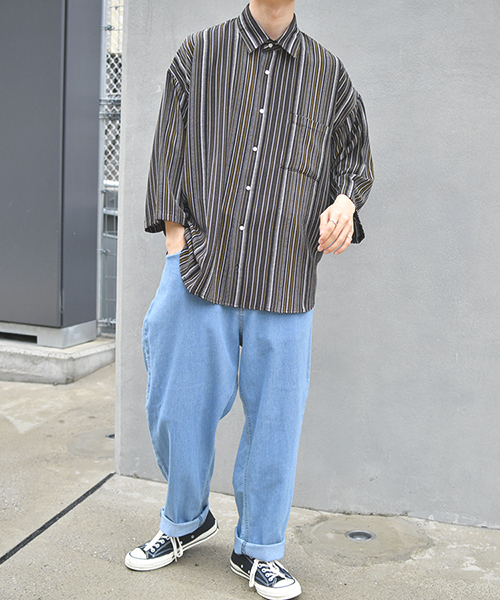 kutir（クティール）の「【ウルトラルーズシルエット】ハーフスリーブシャツ（シャツ/ブラウス・メンズ・チャコールグレー/ベージュ/ネイビー・MEDIUM/LARGE）」の13枚目の写真