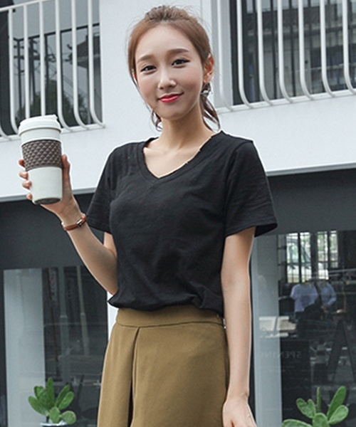 レディース ダメージVネックTシャツ レディース ダメージVネックTシャツ