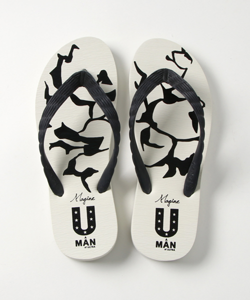 COMMON WARE（コモンウェアー）の「【別注】A MAN of ULTRA x げんべい x Magine　コラボビーチサンダル（サンダル・メンズ・ホワイト/ブラック・S/M）」の2枚目の写真