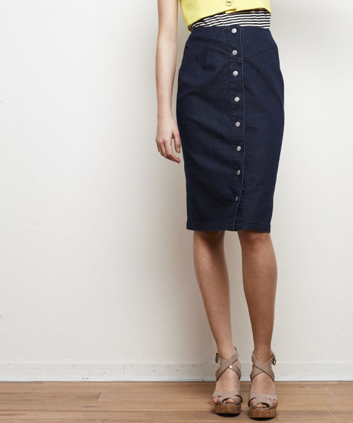 smork（スモーク）の「デニム タイトスカート（デニムスカート・レディース・ネイビー系/ブルー系・36/38）」の2枚目の写真