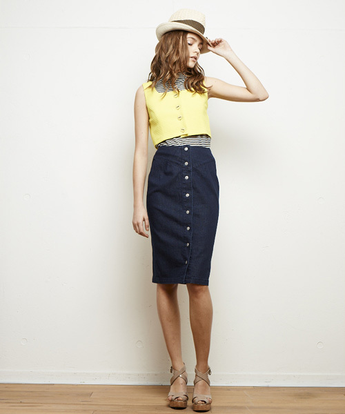 smork（スモーク）の「デニム タイトスカート（デニムスカート・レディース・ネイビー系/ブルー系・36/38）」の8枚目の写真