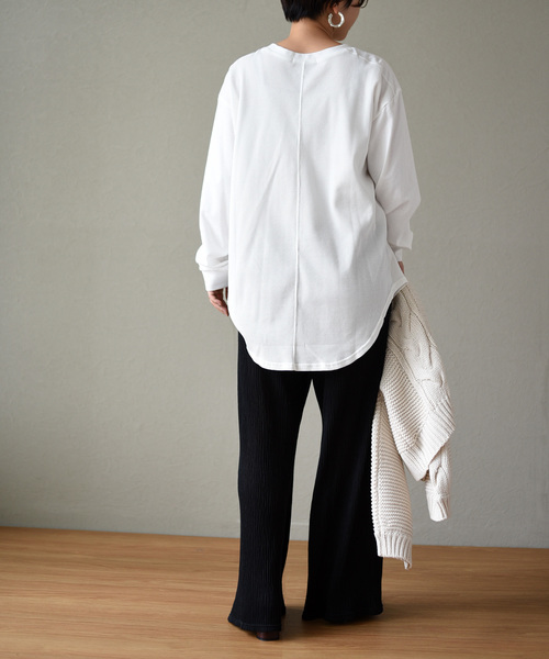 LHELBIE(レルビエ)の「胸ポケット切替ワッフルカットソー(Tシャツ/カットソー・レディース・ブラック/グレー/オフホワイト/カーキ・M)」の10枚目の写真