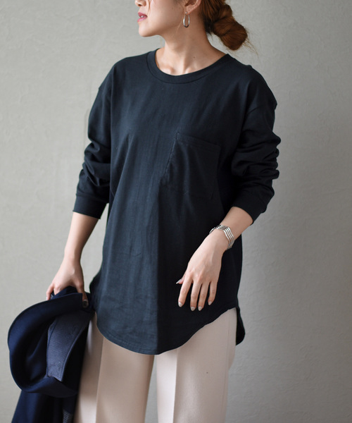 LHELBIE(レルビエ)の「胸ポケット切替ワッフルカットソー(Tシャツ/カットソー・レディース・ブラック/グレー/オフホワイト/カーキ・M)」の15枚目の写真