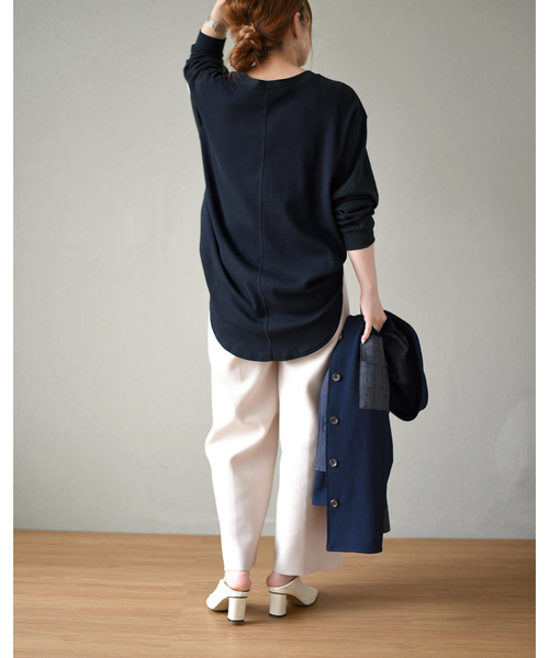 LHELBIE(レルビエ)の「胸ポケット切替ワッフルカットソー(Tシャツ/カットソー・レディース・ブラック/グレー/オフホワイト/カーキ・M)」の20枚目の写真