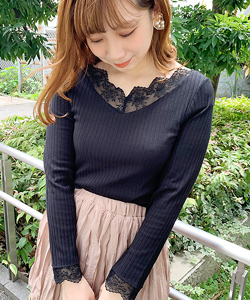 apres jour(アプレジュール)の「スカラップレースリブロンT【ZOZOTOWN限定アイテム】(Tシャツ/カットソー・レディース・ブラック/オフホワイト/モカ・フリー)」の13枚目の写真