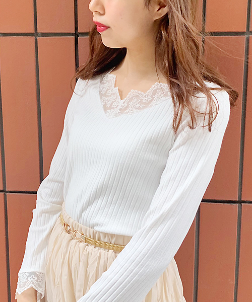 apres jour(アプレジュール)の「スカラップレースリブロンT【ZOZOTOWN限定アイテム】(Tシャツ/カットソー・レディース・ブラック/オフホワイト/モカ・フリー)」の16枚目の写真
