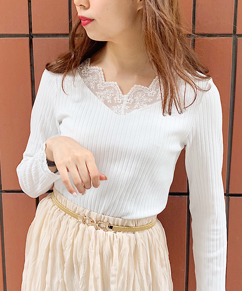 apres jour(アプレジュール)の「スカラップレースリブロンT【ZOZOTOWN限定アイテム】(Tシャツ/カットソー・レディース・ブラック/オフホワイト/モカ・フリー)」の17枚目の写真