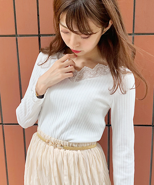 apres jour(アプレジュール)の「スカラップレースリブロンT【ZOZOTOWN限定アイテム】(Tシャツ/カットソー・レディース・ブラック/オフホワイト/モカ・フリー)」の18枚目の写真