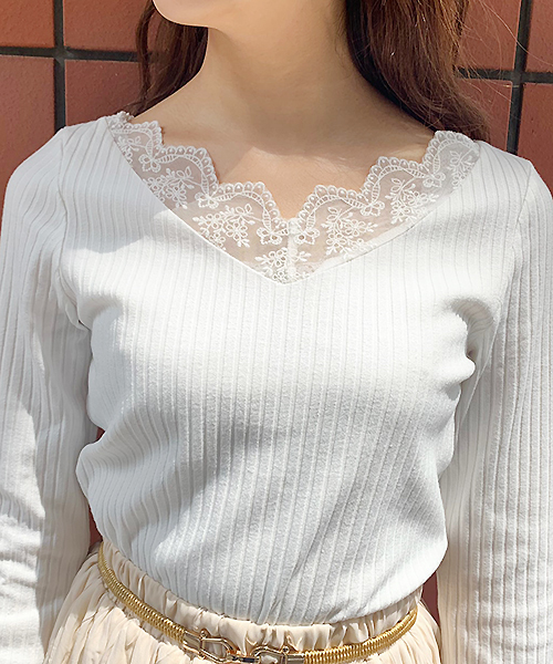 apres jour(アプレジュール)の「スカラップレースリブロンT【ZOZOTOWN限定アイテム】(Tシャツ/カットソー・レディース・ブラック/オフホワイト/モカ・フリー)」の22枚目の写真