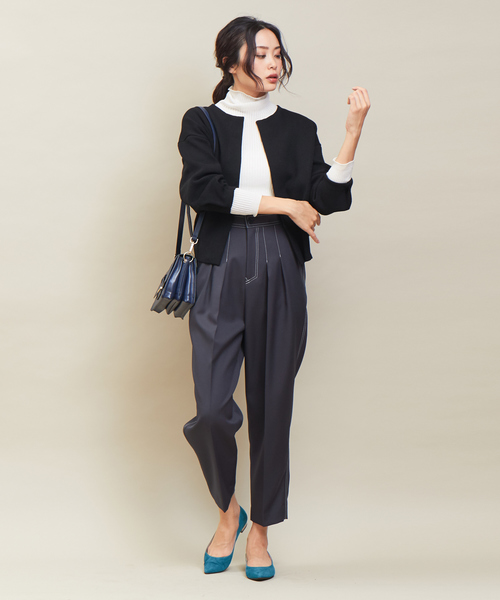 qualite(カリテ)の「フォルムニットジャケット(シャツ/ブラウス・レディース・ブラック/ダークグリーン/ベージュ/オフホワイト/ダークオレンジ・フリー)」の17枚目の写真